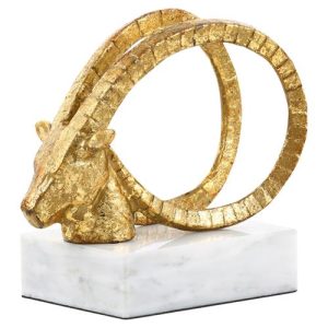 Villa & House Sprial Horn Gold Leaf Marble Sculpture