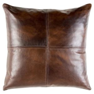 Rydel Rustic Lodge Brown Leather Pillow - 20x20