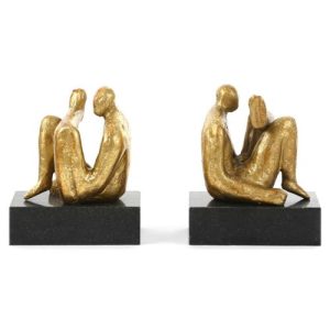 Villa & House Amadeo Modern Gold Leafed Iron Sitting Figurines - Set of 2