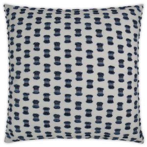 Vivian Modern Classic White Blue Fringe Indoor Outdoor Throw Pillow - 22x22