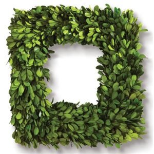 Hudson French Country Green Boxwood Square Wreath - 16"
